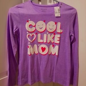 Girls Ling sleeve printed "Cool Like Mom" t-shirt
